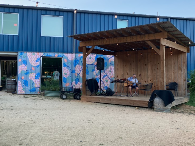 pluck farm stage for open mic and performances