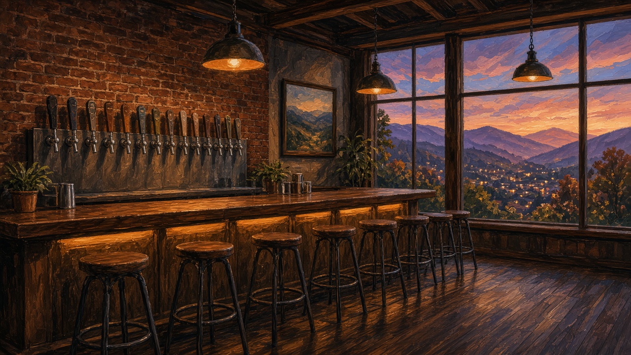 One World Brewing Downtown (Asheville NC) - illustrated venue hero
